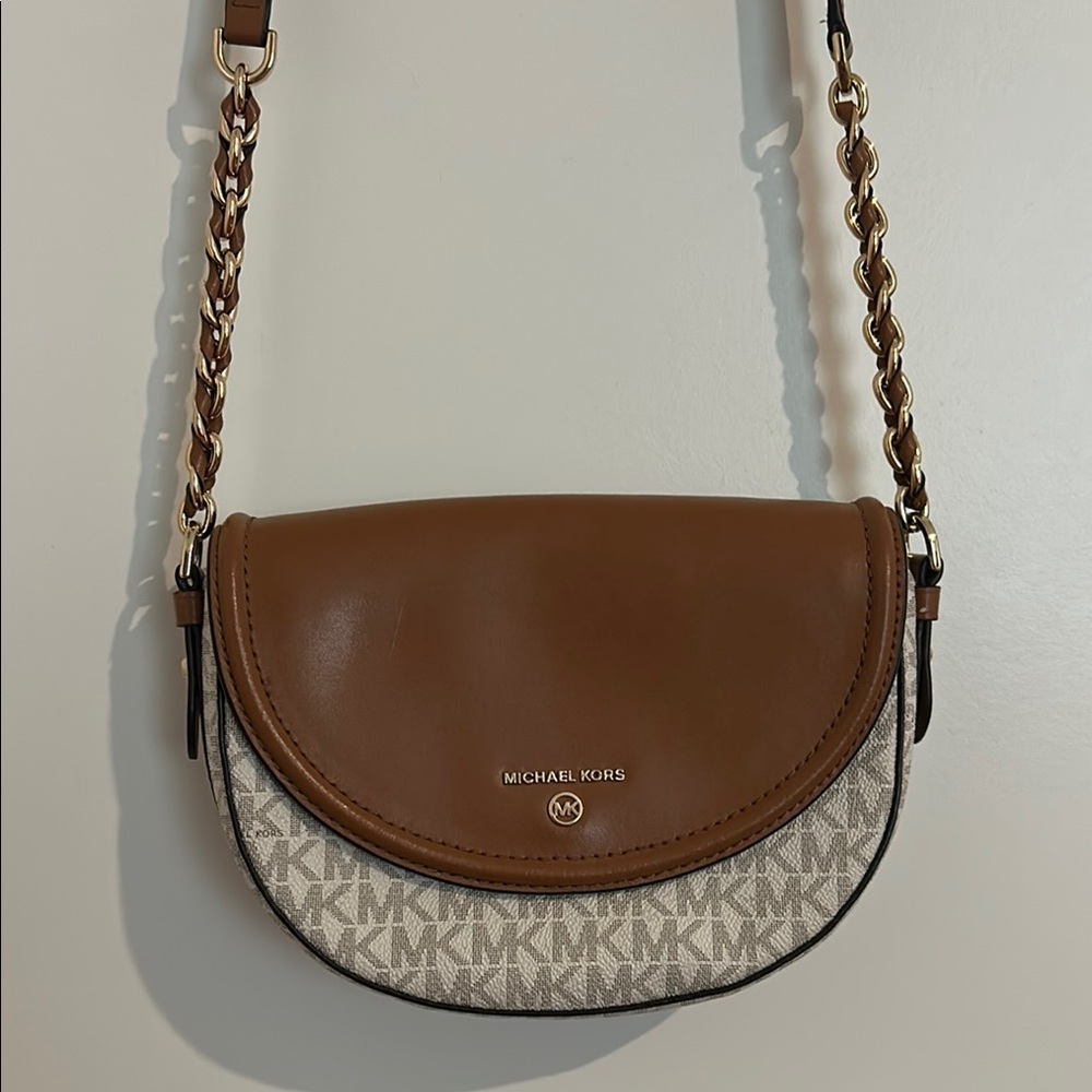Michael Kors Tan and Cream Crossbody Bag